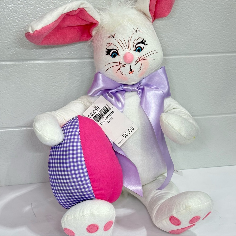 Annalee 18 inch Easter Egg Bunny White and Pink Easter Bunny Holiday Decor Large